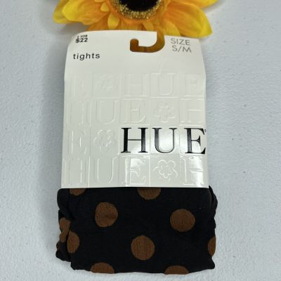 HUE Control Top Tights Womens Size S/M Black Brown Polka Dot Cinnamon 1 Pair New